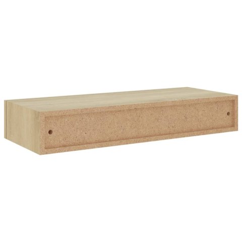 PÓŁKI ŚCIENNE Z SZUFLADĄ 2 SZT DĄB 60X23,5X10CM