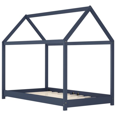 RAMA ŁÓŻKA DZIECIĘCEGO SZARA DREWNO SOSNOWE 80X160CM