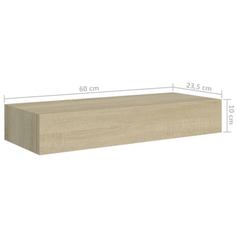 PÓŁKI ŚCIENNE Z SZUFLADĄ 2 SZT DĄB 60X23,5X10CM