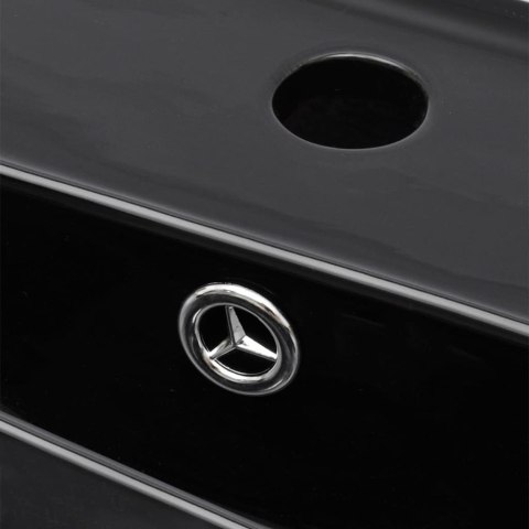 PROSTOKĄTNA UMYWALKA Z OTWOREM PRZELEWOWYM I NA KRAN CZARNA