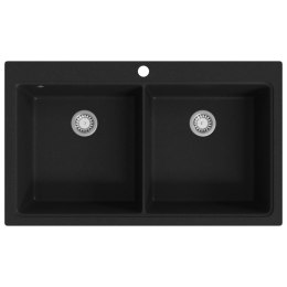 ZLEW KUCHENNY GRANITOWY DWUKOMOROWY CZARNY