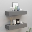 PÓŁKI ŚCIENNE Z SZUFLADĄ 2 SZT SZARE 60X23,5X10CM