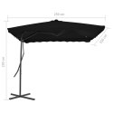 PARASOL OGRODOWY NA STALOWYM SŁUPKU CZARNY 250X250X230CM