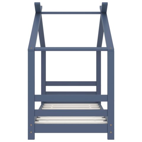 RAMA ŁÓŻKA DZIECIĘCEGO SZARA DREWNO SOSNOWE 70X140CM