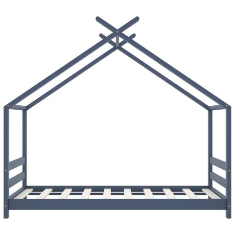 RAMA ŁÓŻKA DZIECIĘCEGO SZARA DREWNO SOSNOWE 80X160CM