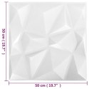 PANELE ŚCIENNE 3D 12 SZT 50X50CM DIAMENTOWA BIEL 3M²