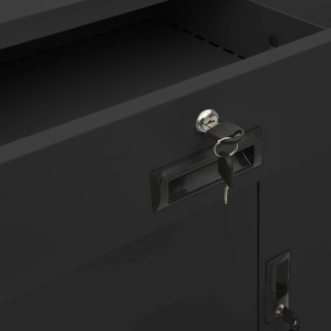 SZAFKA BIUROWA Z DONICZKĄ ANTRACYTOWA 90X40X125CM STALOWA