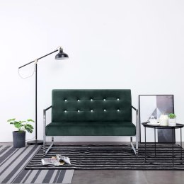 2-OSOBOWA SOFA Z PODŁOKIETNIKAMI CIEMNOZIELONA CHROM AKSAMIT