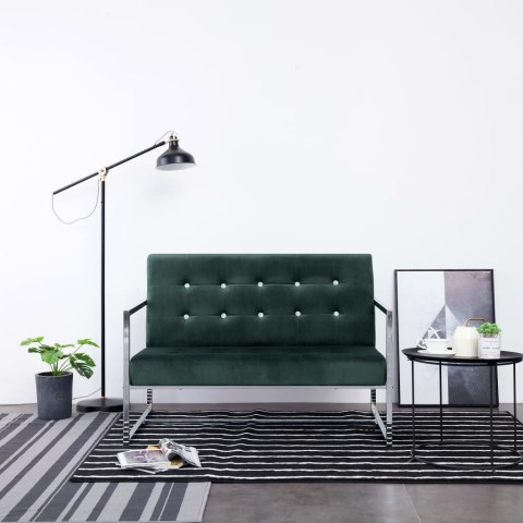 2-OSOBOWA SOFA Z PODŁOKIETNIKAMI CIEMNOZIELONA CHROM AKSAMIT