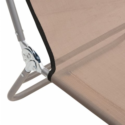 SKŁADANE LEŻAKI 2 SZT KOLOR TAUPE TEXTILENE I STAL
