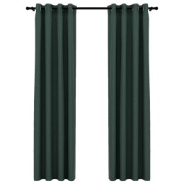 ZASŁONY STYLIZOWANE NA LNIANE 2 SZT ZIELONE 140X225CM