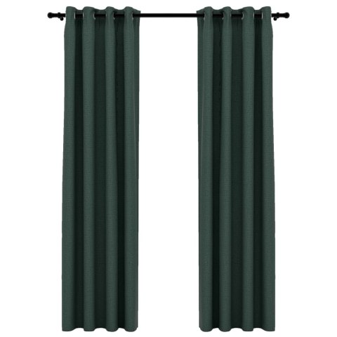 ZASŁONY STYLIZOWANE NA LNIANE 2 SZT ZIELONE 140X225CM