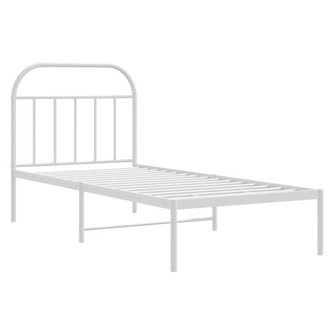 METALOWA RAMA ŁÓŻKA Z WEZGŁOWIEM BIAŁA 90X190CM
