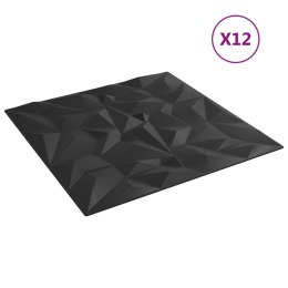 PANELE ŚCIENNE 12 SZT CZARNE 50X50CM EPS 3M² AMETYST