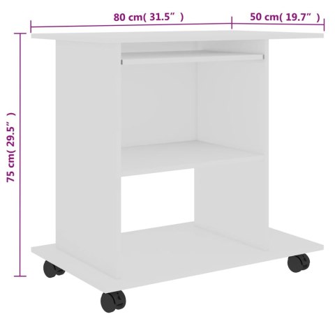 BIURKO KOMPUTEROWE BIAŁE 80X50X75CM