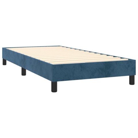 ŁÓŻKO KONTYNENTALNE CIEMNONIEBIESKA 90X190CM OBITE AKSAMITEM