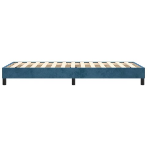 ŁÓŻKO KONTYNENTALNE CIEMNONIEBIESKA 90X190CM OBITE AKSAMITEM