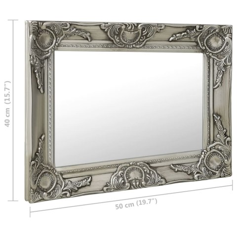 LUSTRO ŚCIENNE W STYLU BAROKOWYM 50X40CM SREBRNE