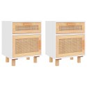 SZAFKI NOCNE 2 SZT DREWNO SOSNOWE I RATTAN BOHO