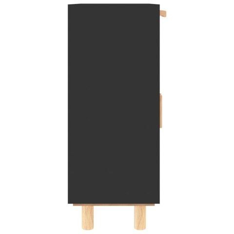 KOMODA CZARNA 60X30X75CM SOSNA I RATTAN BOHO