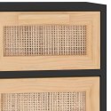 KOMODA CZARNA 60X30X75CM SOSNA I RATTAN BOHO