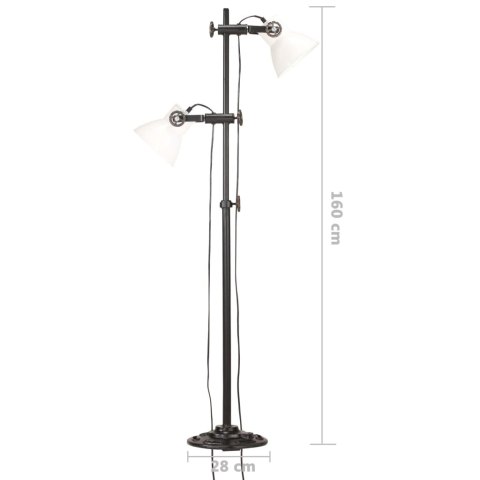 LAMPA PODŁOGOWA Z 2 KLOSZAMI BIAŁA E27 ŻELIWO