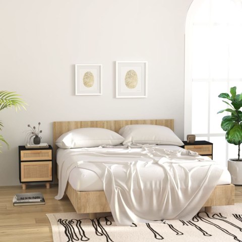 SZAFKA NOCNA CZARNA SOSNA I RATTAN BOHO