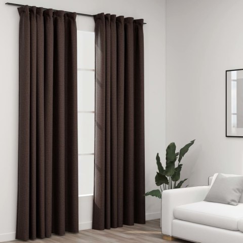 ZASŁONY STYLIZOWANE NA LNIANE 2 SZT TAUPE 140X225CM
