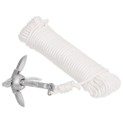 SKŁADANA KOTWICA Z LINĄ SREBRNA 0,7KG ŻELIWO CIĄGLIWE