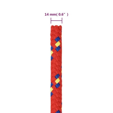 LINKA ŻEGLARSKA CZERWONA 14MM 100M POLIPROPYLEN