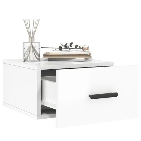 WISZĄCE SZAFKI NOCNE 2 SZT BIAŁE POŁYSK 35X35X20CM