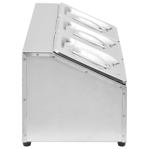 EKSPOZYTOR Z 3 POJEMNIKAMI GN 1/6 STAL NIERDZEWNA