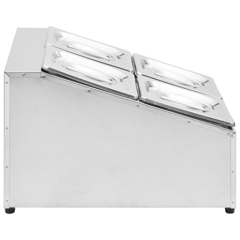 EKSPOZYTOR Z 4 POJEMNIKAMI GN 1/6 STAL NIERDZEWNA