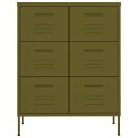 SZAFKA Z SZUFLADAMI OLIWKOWOZIELONA 80X35X101,5CM STALOWA