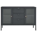 KOMODA ANTRACYTOWA 105X35X70CM STAL I SZKŁO HARTOWANE
