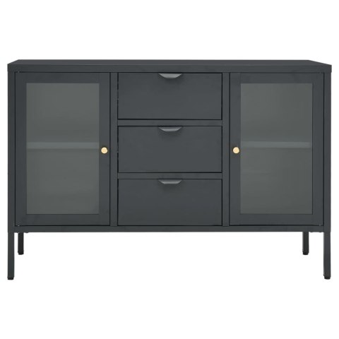 KOMODA ANTRACYTOWA 105X35X70CM STAL I SZKŁO HARTOWANE