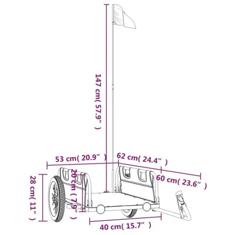 PRZYCZEPKA ROWEROWA ŻÓŁTA TKANINA OXFORD I ŻELAZO