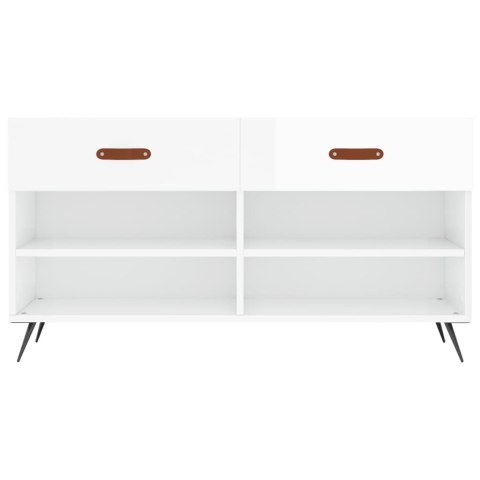 ŁAWKA Z MIEJSCEM NA BUTY POŁYSK BIAŁA 102X35X55CM