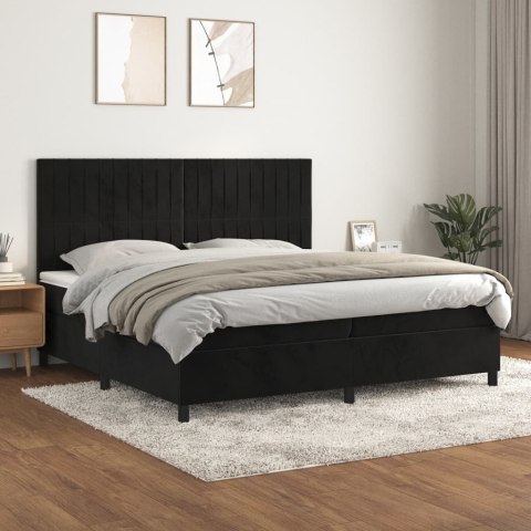 ŁÓŻKO KONTYNENTALNE Z MATERACEM 200X200CM CZARNE AKSAMIT
