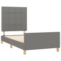 RAMA ŁÓŻKA Z ZAGŁÓWKIEM SZARA 80X200CM OBITA TKANINĄ