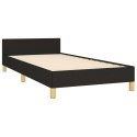 RAMA ŁÓŻKA Z ZAGŁÓWKIEM CZARNA 90X200CM OBITA TKANINĄ