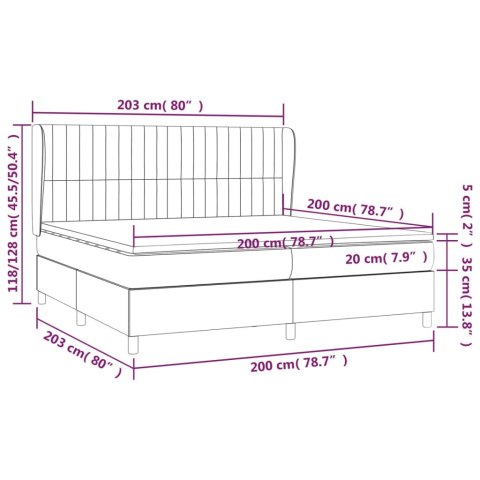 ŁÓŻKO KONTYNENTALNE Z MATERACEM 200X200CM CZARNE AKSAMIT