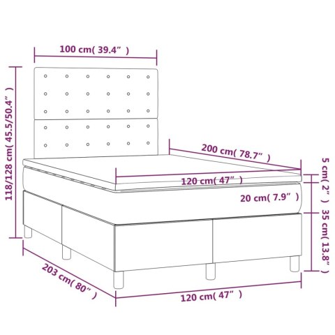 ŁÓŻKO KONTYNENTALNE Z MATERACEM 120X200CM JASNOSZARE AKSAMIT