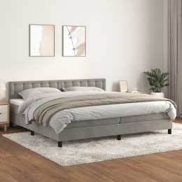 ŁÓŻKO KONTYNENTALNE Z MATERACEM 200X200CM AKSAMIT SZARE