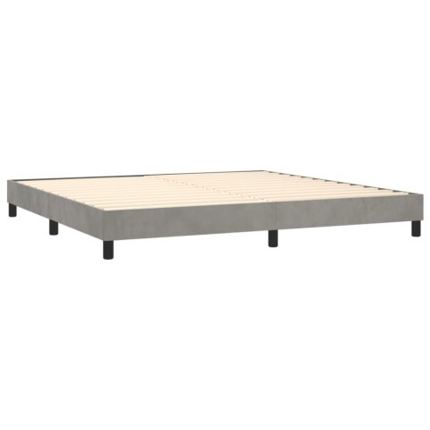 ŁÓŻKO KONTYNENTALNE Z MATERACEM 200X200CM JASNOSZARE AKSAMIT