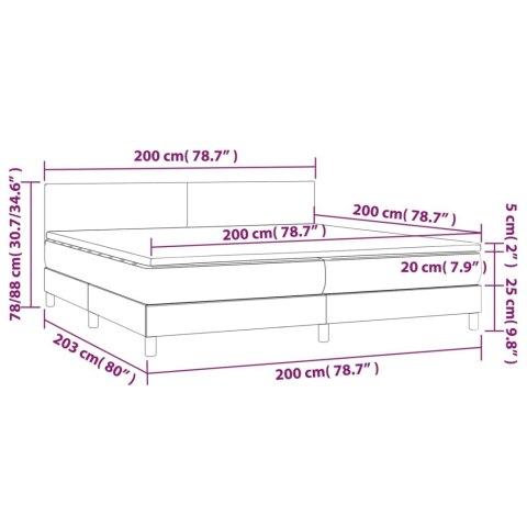 ŁÓŻKO KONTYNENTALNE Z MATERACEM 200X200CM JASNOSZARE AKSAMIT