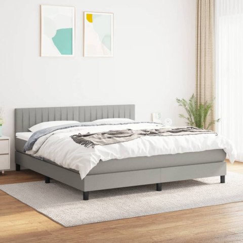 ŁÓŻKO KONTYNENTALNE Z MATERACEM180X200CM JASNOSZARE TKANINA