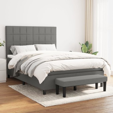 ŁÓŻKO KONTYNENTALNE Z MATERACEM, CIEMNOSZARA TKANINA 140X190 CM