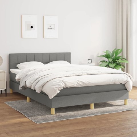 ŁÓŻKO KONTYNENTALNE Z MATERACEM 140X200CM CIEMNOSZARA TKANINA