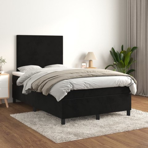 ŁÓŻKO KONTYNENTALNE Z MATERACEM 120X200CM CZARNE AKSAMIT